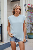 Corded Rib Round Neck T-Shirt - Trendsi - Flyclothing LLC