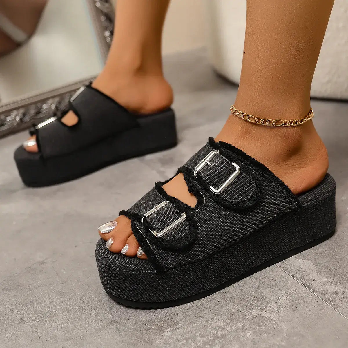 Open Toe Platform Sandals - Trendsi - Flyclothing LLC