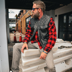 6671.00 - Unik Mens Premium Leather Diamond Stitch Club Vest