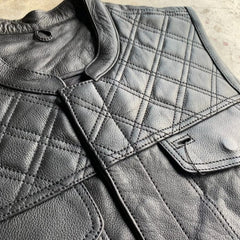 6671.00 - Unik Mens Premium Leather Diamond Stitch Club Vest
