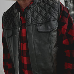 6671.00 - Unik Mens Premium Leather Diamond Stitch Club Vest