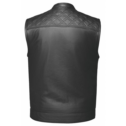 6671.00 - Unik Mens Premium Leather Diamond Stitch Club Vest