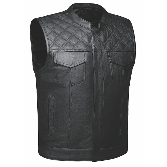 6671.00 - Unik Mens Premium Leather Diamond Stitch Club Vest