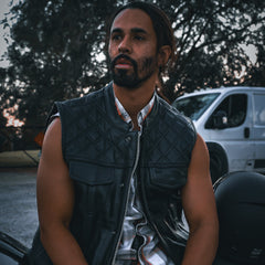 6671.00 - Unik Mens Premium Leather Diamond Stitch Club Vest