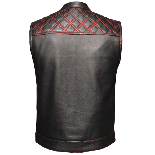 6671.01 - Unik Mens Premium Leather Diamond Stitch Club Vest