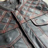 Red Diamond - Men's Club Style Leather Motorcycle Vest - Unik Just for Bikers - Flyclothing LLC