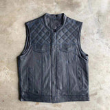 Blue Diamond - Men's Premium Leather Motorcycle Vest - Unik Just for Bikers - Flyclothing LLC