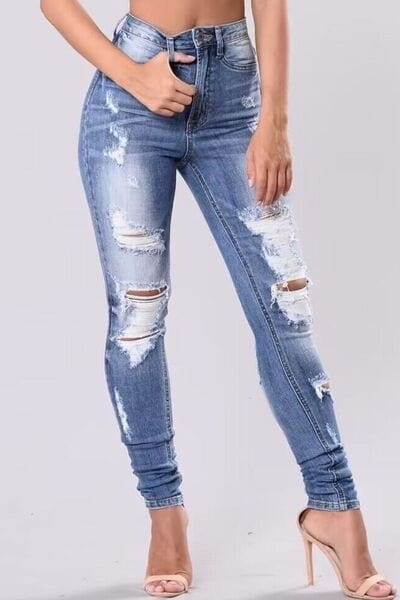 Full Size Distressed Skinny Jeans Plus Size - Trendsi