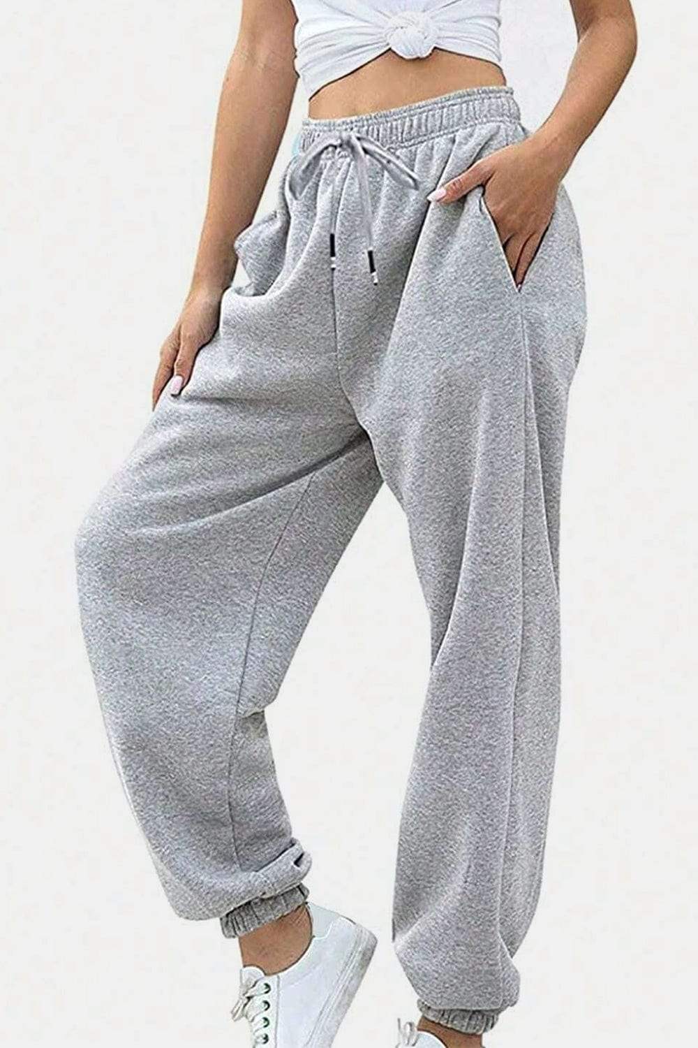 Elastic Waist Joggers with Pockets - Trendsi - Flyclothing LLC