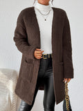 Open Front Long Sleeve Winter Coat - Trendsi