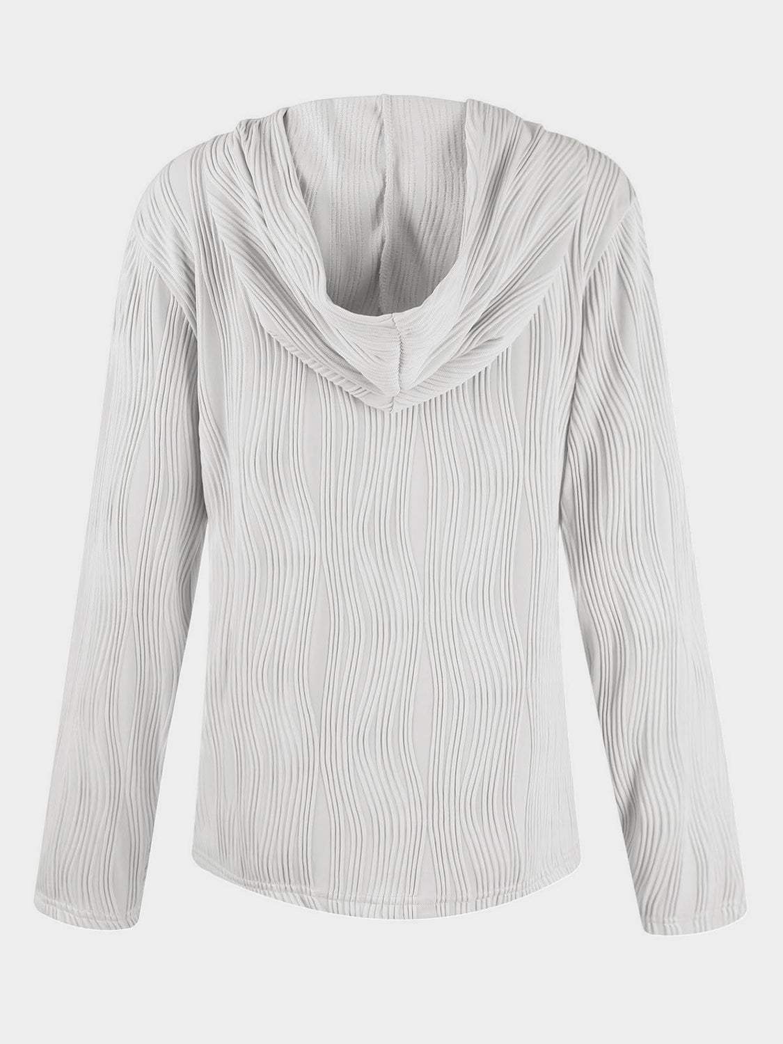 Textured Long Sleeve Hoodie - Trendsi - Flyclothing LLC