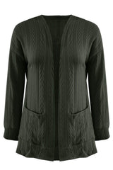 Full Size Textured Open Front Long Sleeve Cardigan - Trendsi - Flyclothing LLC