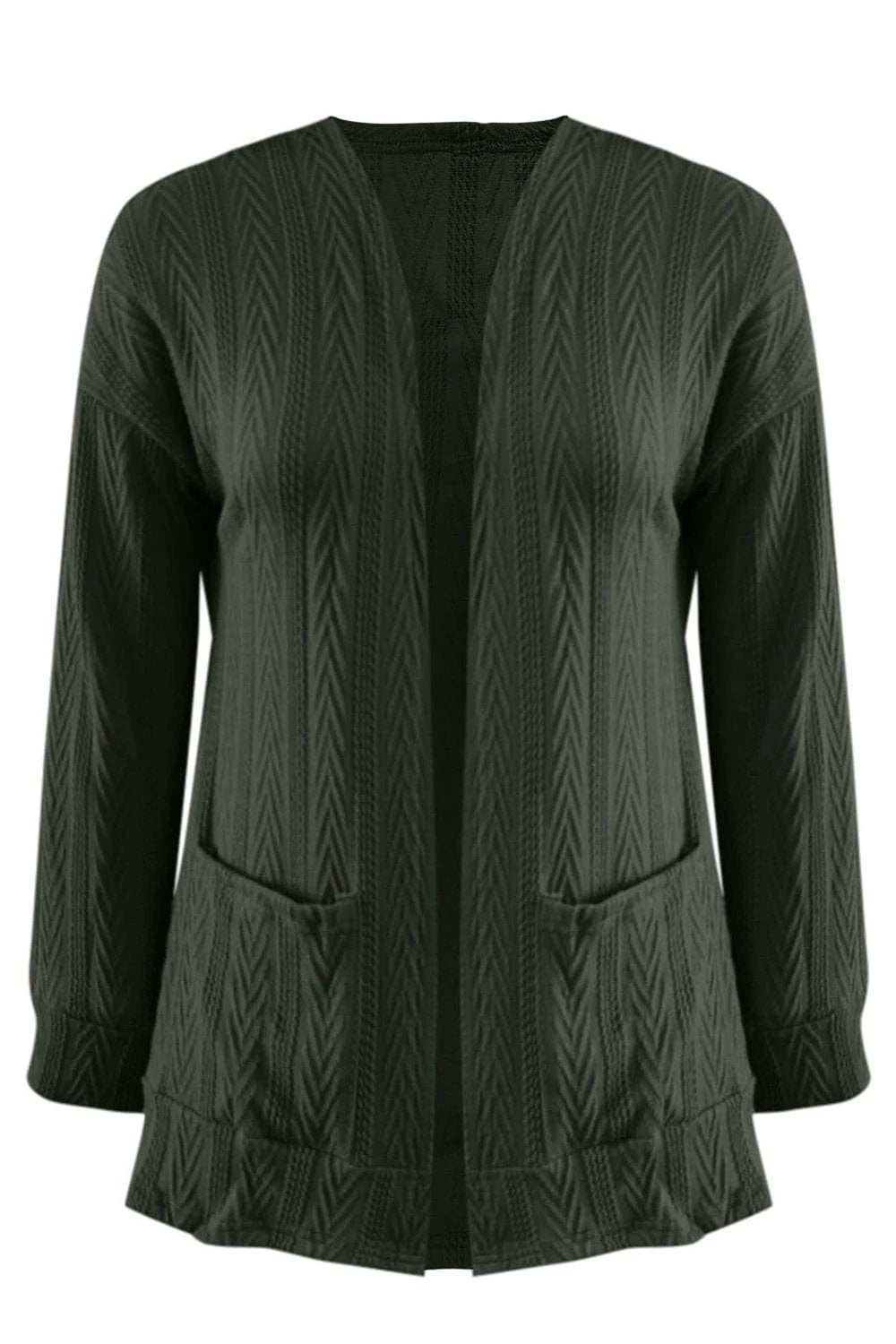 Full Size Textured Open Front Long Sleeve Cardigan - Trendsi - Flyclothing LLC