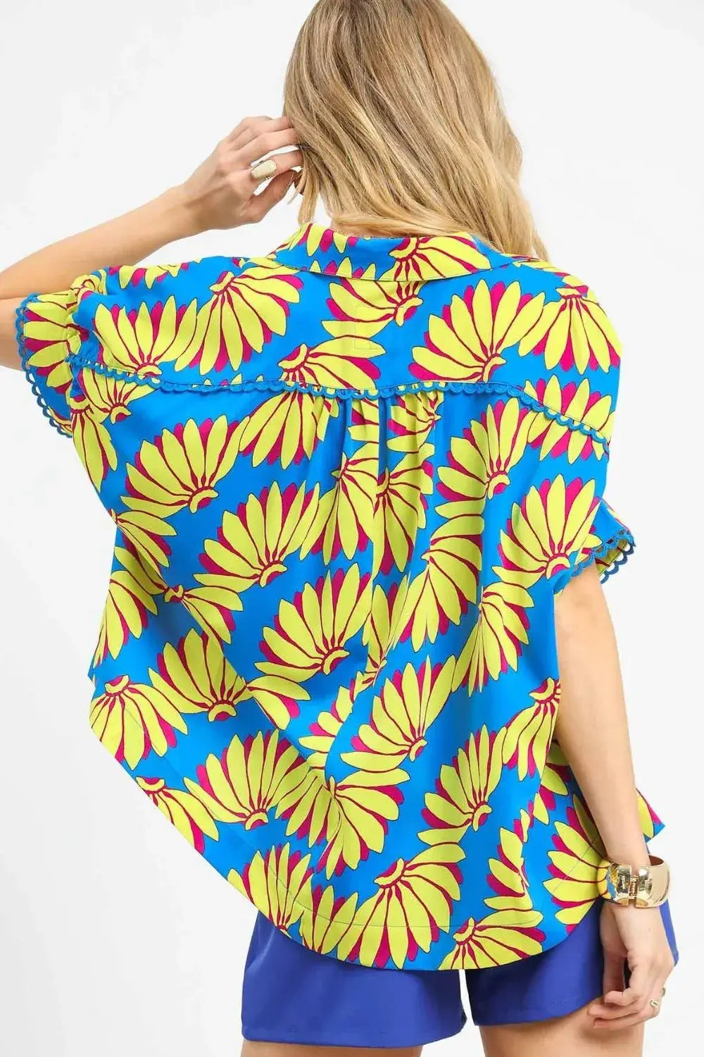 Umgee Printed Button-Up Relaxed Shirt - Trendsi - Flyclothing LLC