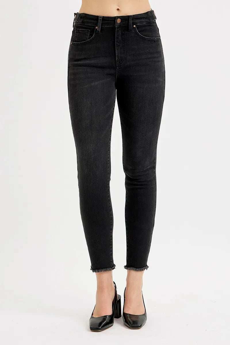 RISEN Full Size Tummy Control High Rise Adjustable Waist Skinny Jeans Plus Size - Trendsi - Flyclothing LLC