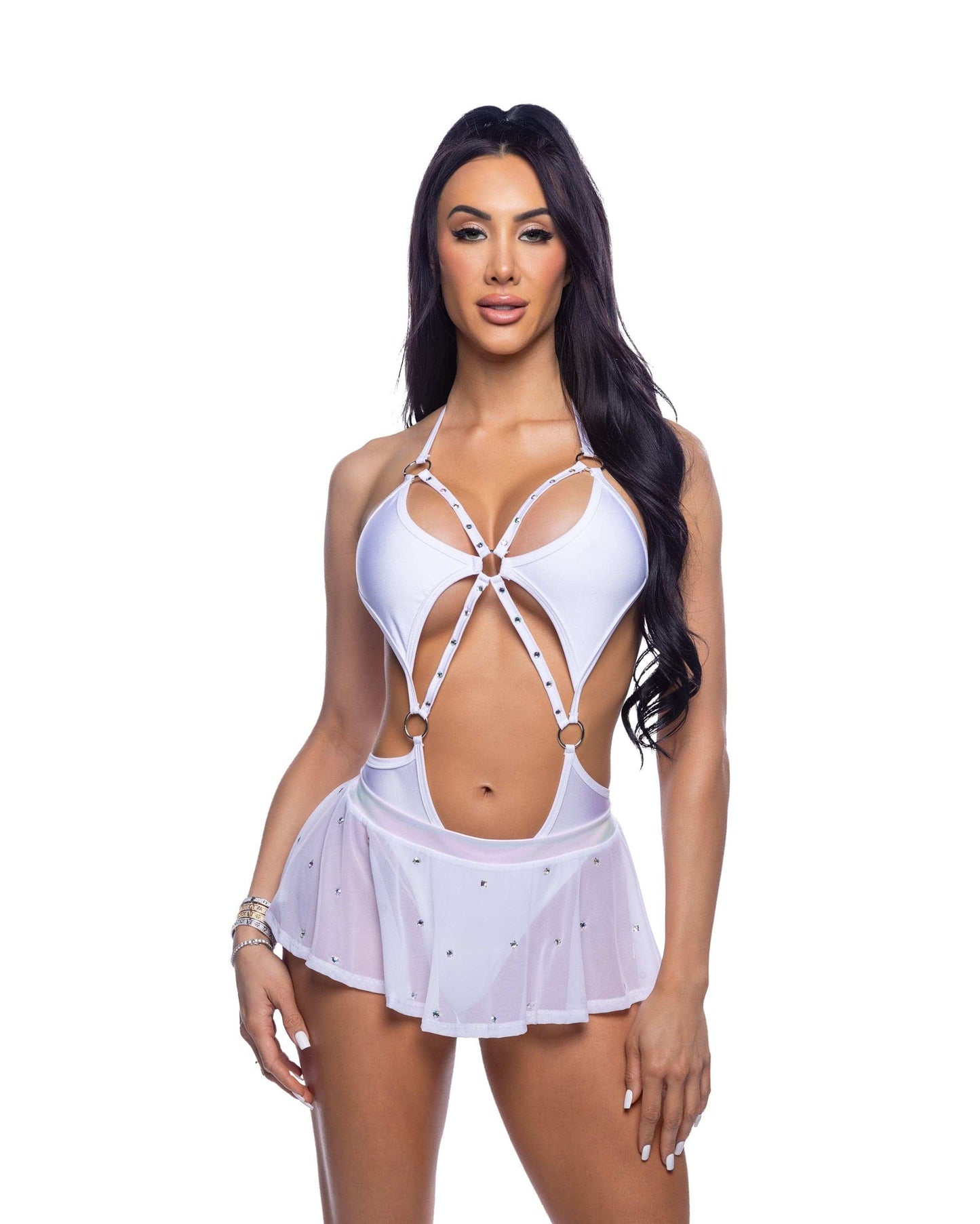 Roma Costume 6668 Bedazzled Mesh Mini Skirt with Rhinestone Detail - Roma Costume - Flyclothing LLC