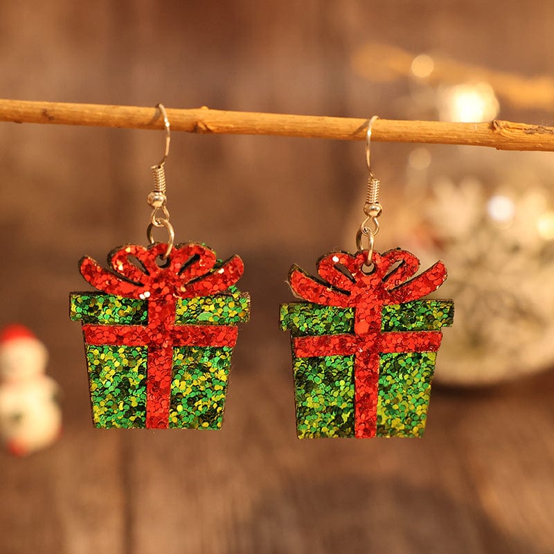 Sequin Gift Box PU Leather Earrings - Trendsi