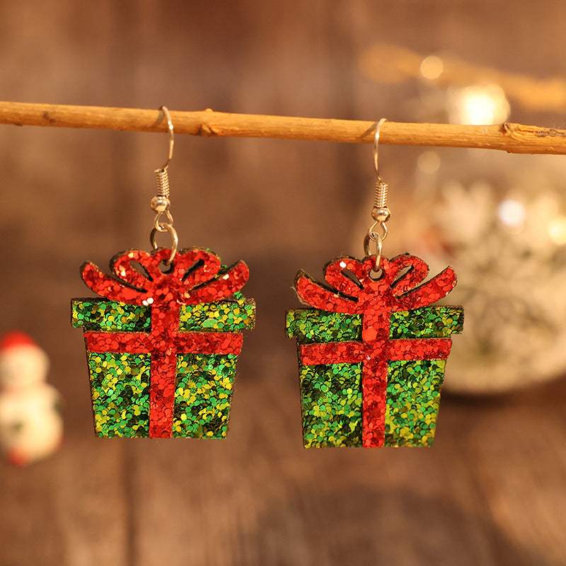 Sequin Gift Box PU Leather Earrings - Trendsi - Flyclothing LLC