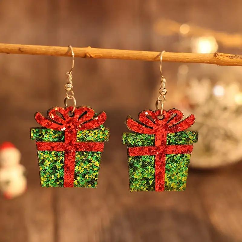 Sequin Gift Box PU Leather Earrings - Trendsi
