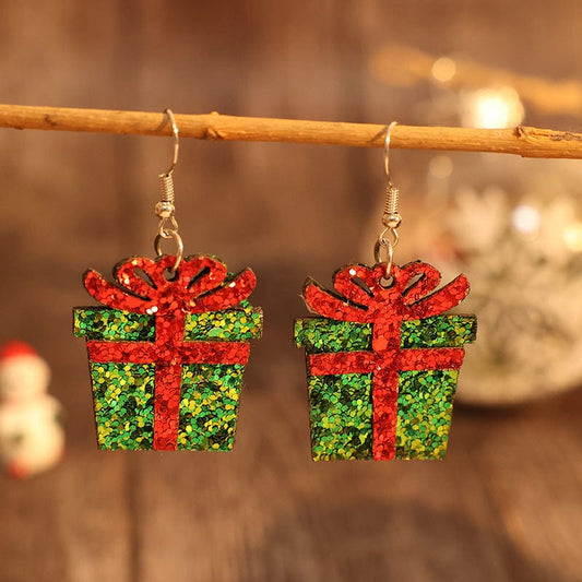 Sequin Gift Box PU Leather Earrings - Trendsi