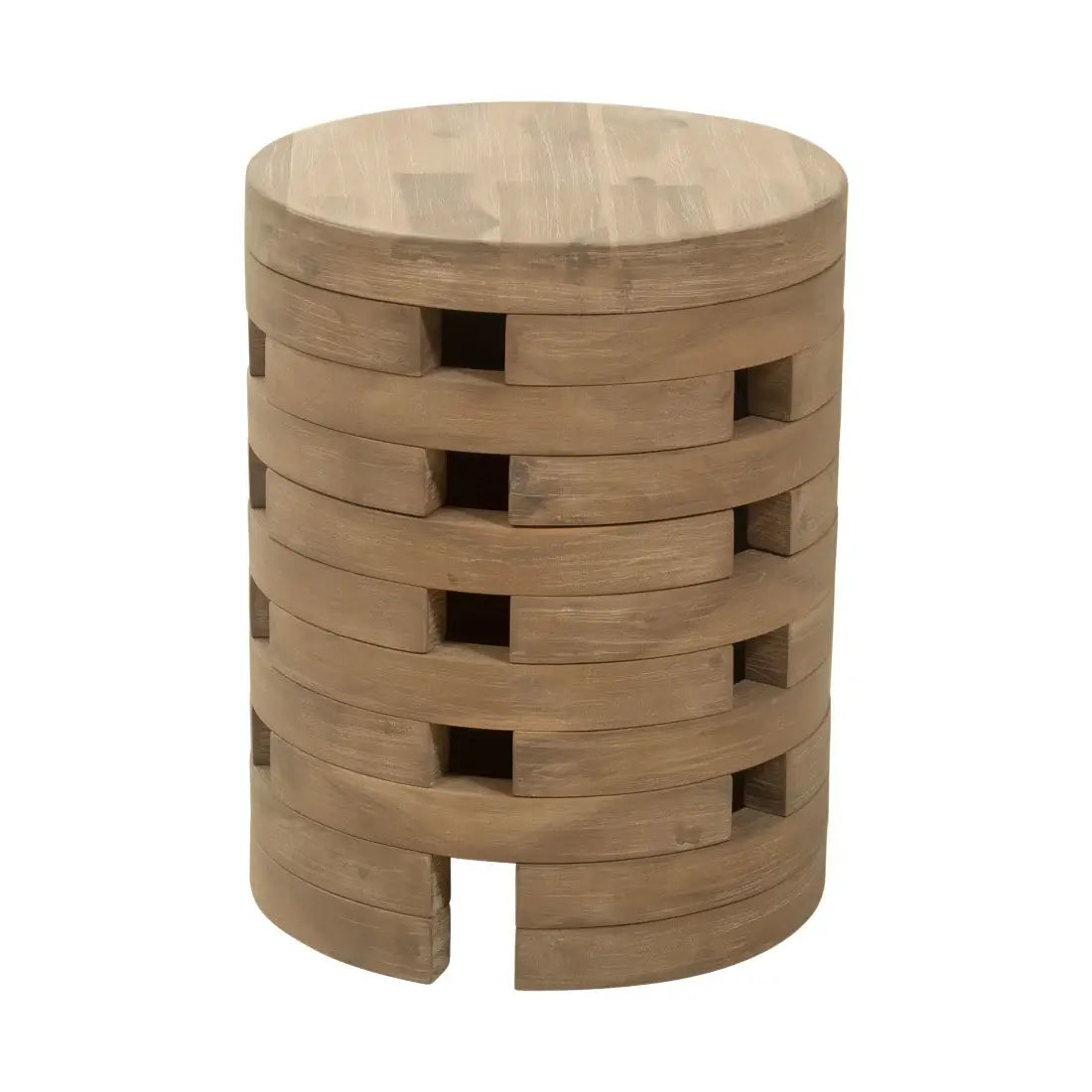 14" Natural Solid Wood Round Outdoor Side Table - Homeroots - Flyclothing LLC