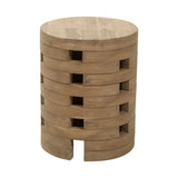 14" Natural Solid Wood Round Outdoor Side Table - Homeroots - Flyclothing LLC