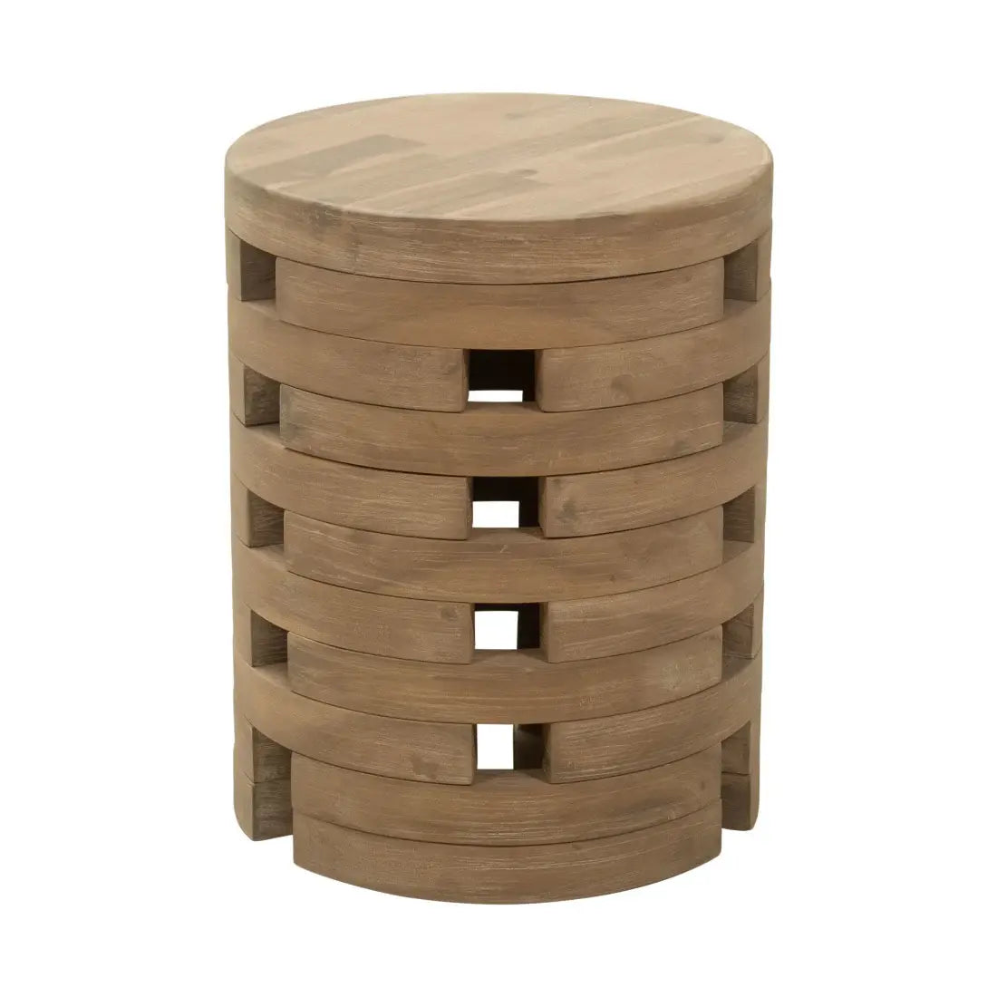 14" Natural Solid Wood Round Outdoor Side Table - Homeroots - Flyclothing LLC