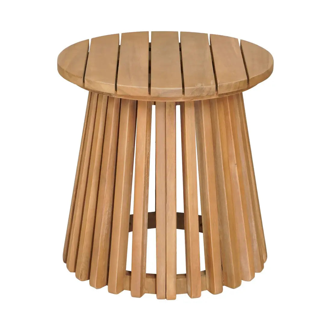 16" Natural Solid Wood Round Outdoor Side Table - Homeroots - Flyclothing LLC