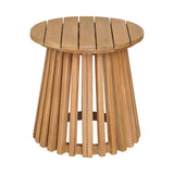 16" Natural Solid Wood Round Outdoor Side Table - Homeroots - Flyclothing LLC