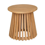 16" Natural Solid Wood Round Outdoor Side Table - Homeroots - Flyclothing LLC