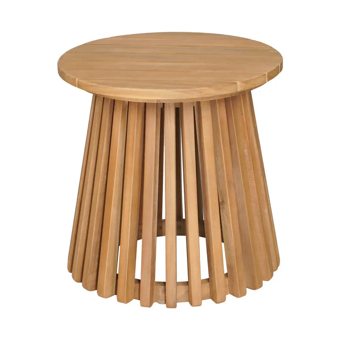 16" Natural Solid Wood Round Outdoor Side Table - Homeroots - Flyclothing LLC