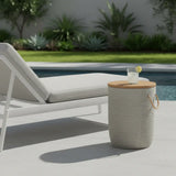 14" Natural and Gray Solid Wood and Faux Concrete Round Outdoor Side Table - Homeroots - Flyclothing LLC