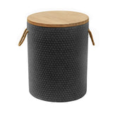 14" Natural and Black Solid Wood and Faux Concrete Round Outdoor Side Table - Homeroots - Flyclothing LLC