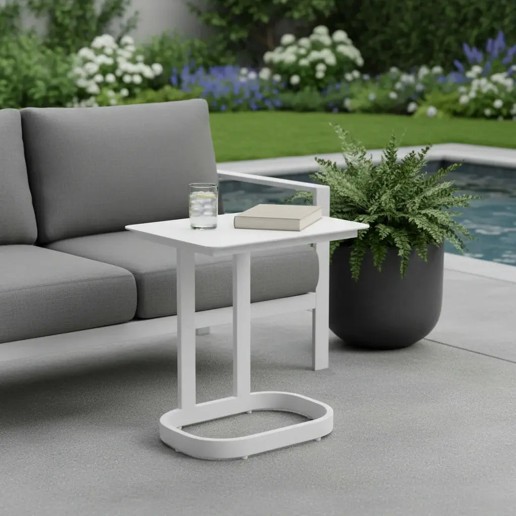 22" White Aluminum Outdoor Side Table - Homeroots - Flyclothing LLC