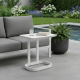 22" White Aluminum Outdoor Side Table - Homeroots - Flyclothing LLC