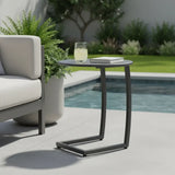 20" Black Aluminum Round Outdoor Side Table - Homeroots - Flyclothing LLC