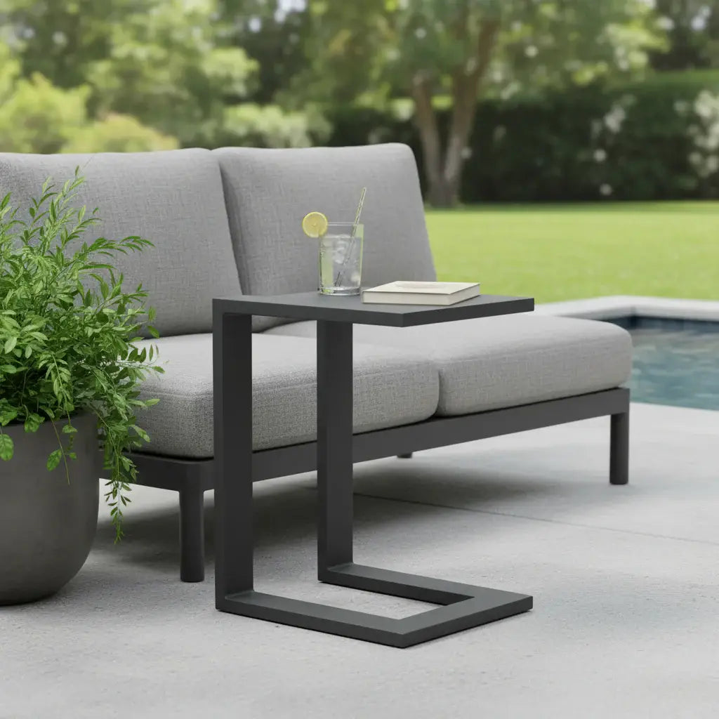 18" Black Aluminum Outdoor Side Table - Homeroots - Flyclothing LLC