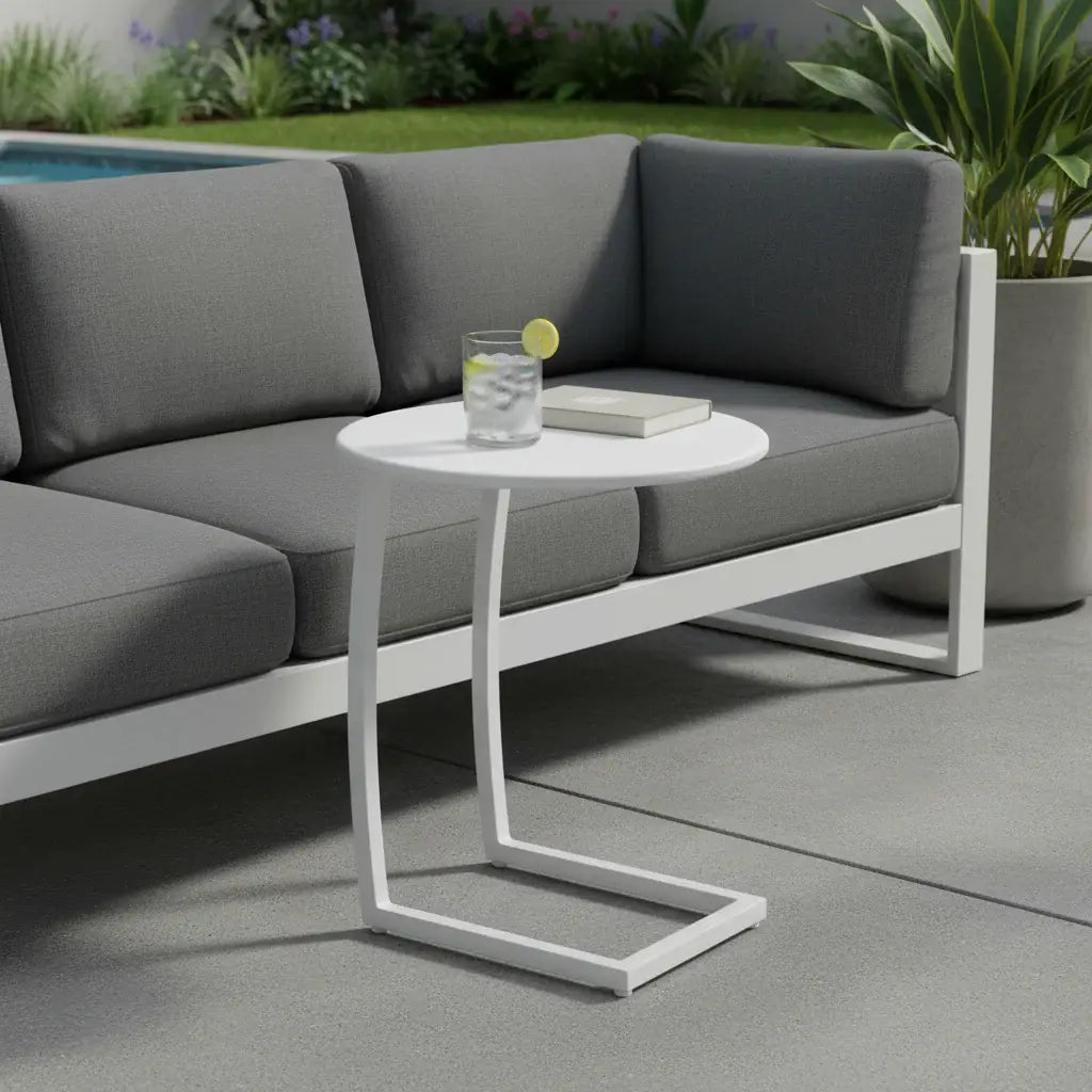 20" White Aluminum Round Outdoor Side Table - Homeroots - Flyclothing LLC
