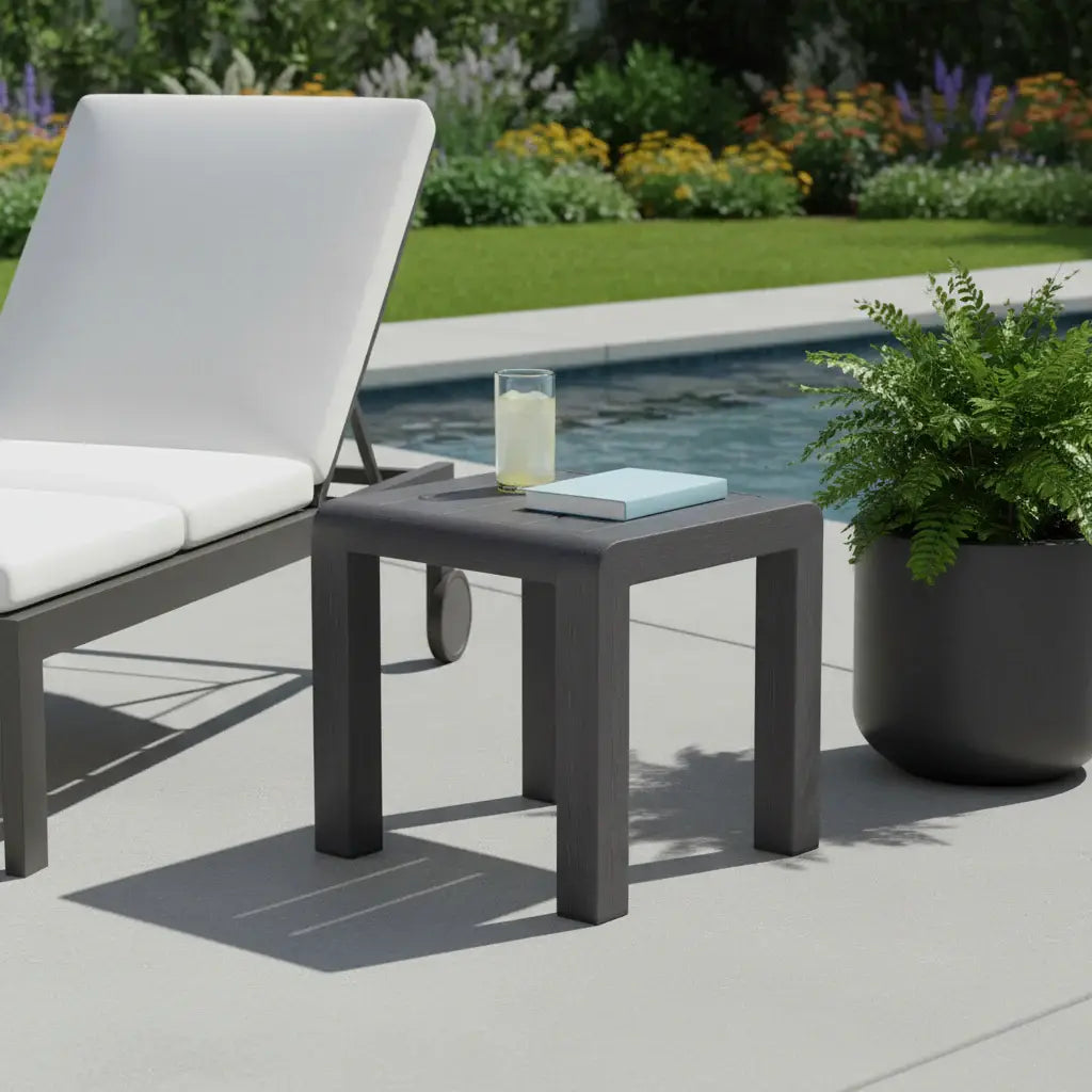 23" Black Aluminum Square Outdoor Side Table - Homeroots - Flyclothing LLC