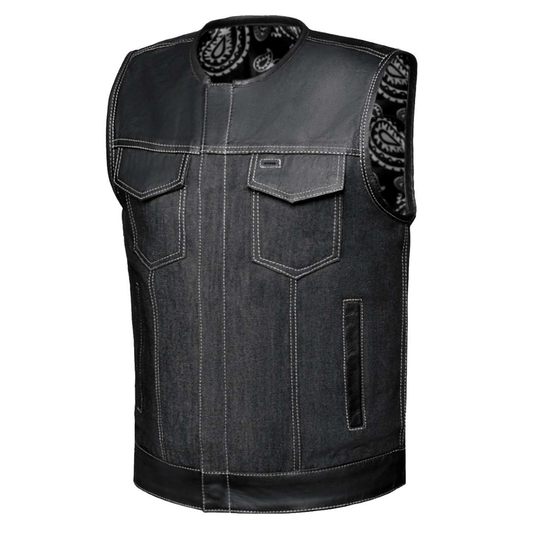 6686.SV - Mens Denim / Leather Club Vest