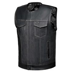 6686.SV - Mens Denim / Leather Club Vest
