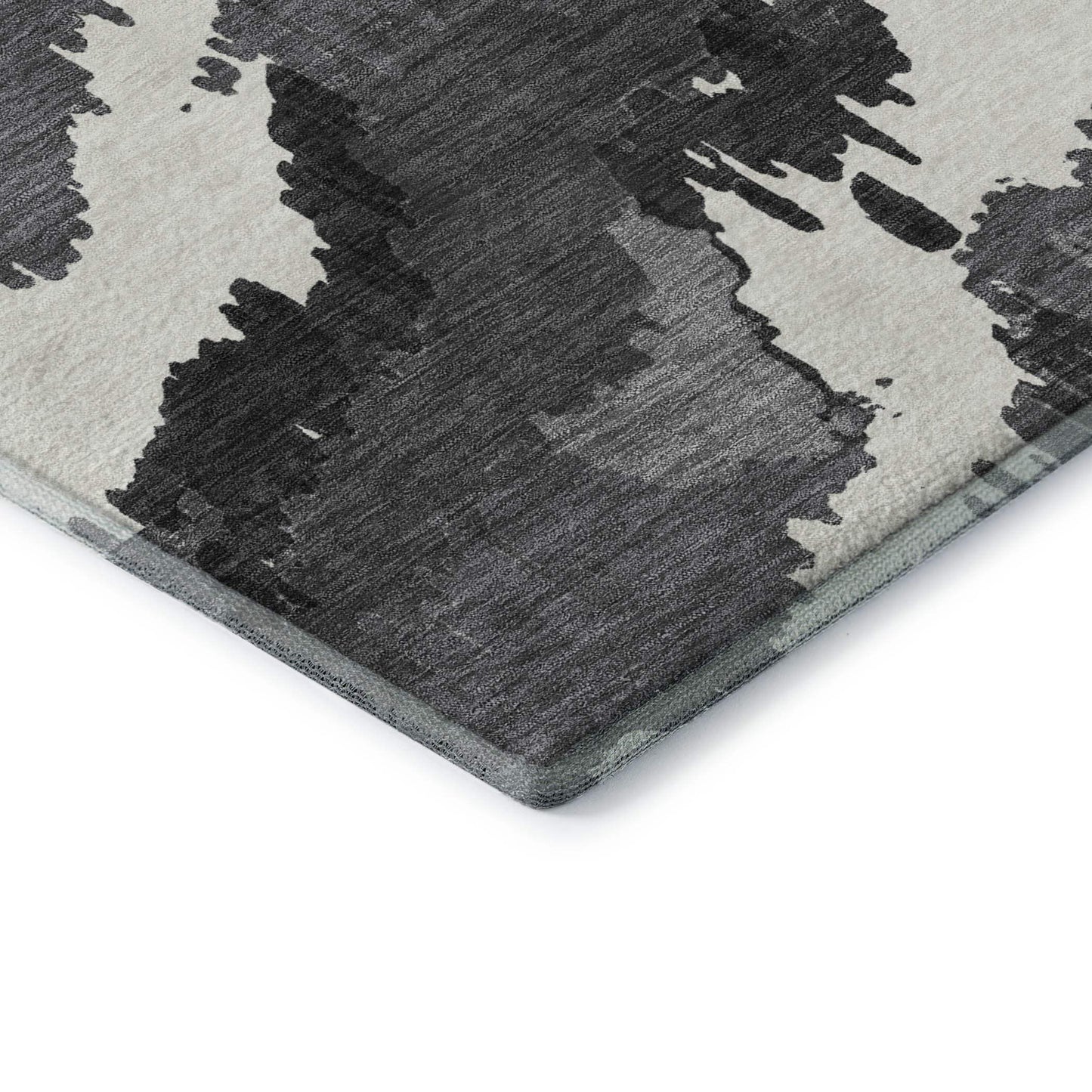 5' X 8' Black And Ivory Abstract Washable Area Rug With UV Protection - HomeRoots - Flyclothing LLC
