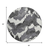 8' Black And Ivory Abstract Washable Round Rug With UV Protection - HomeRoots - Flyclothing LLC