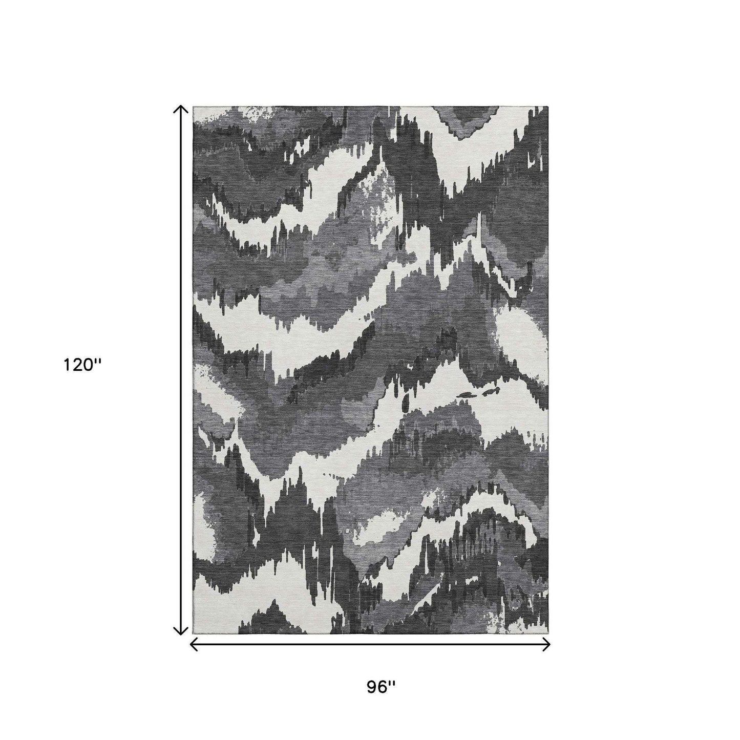 8' X 10' Black And Ivory Abstract Washable Area Rug With UV Protection - HomeRoots - Flyclothing LLC