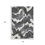 8' X 10' Black And Ivory Abstract Washable Area Rug With UV Protection - HomeRoots - Flyclothing LLC