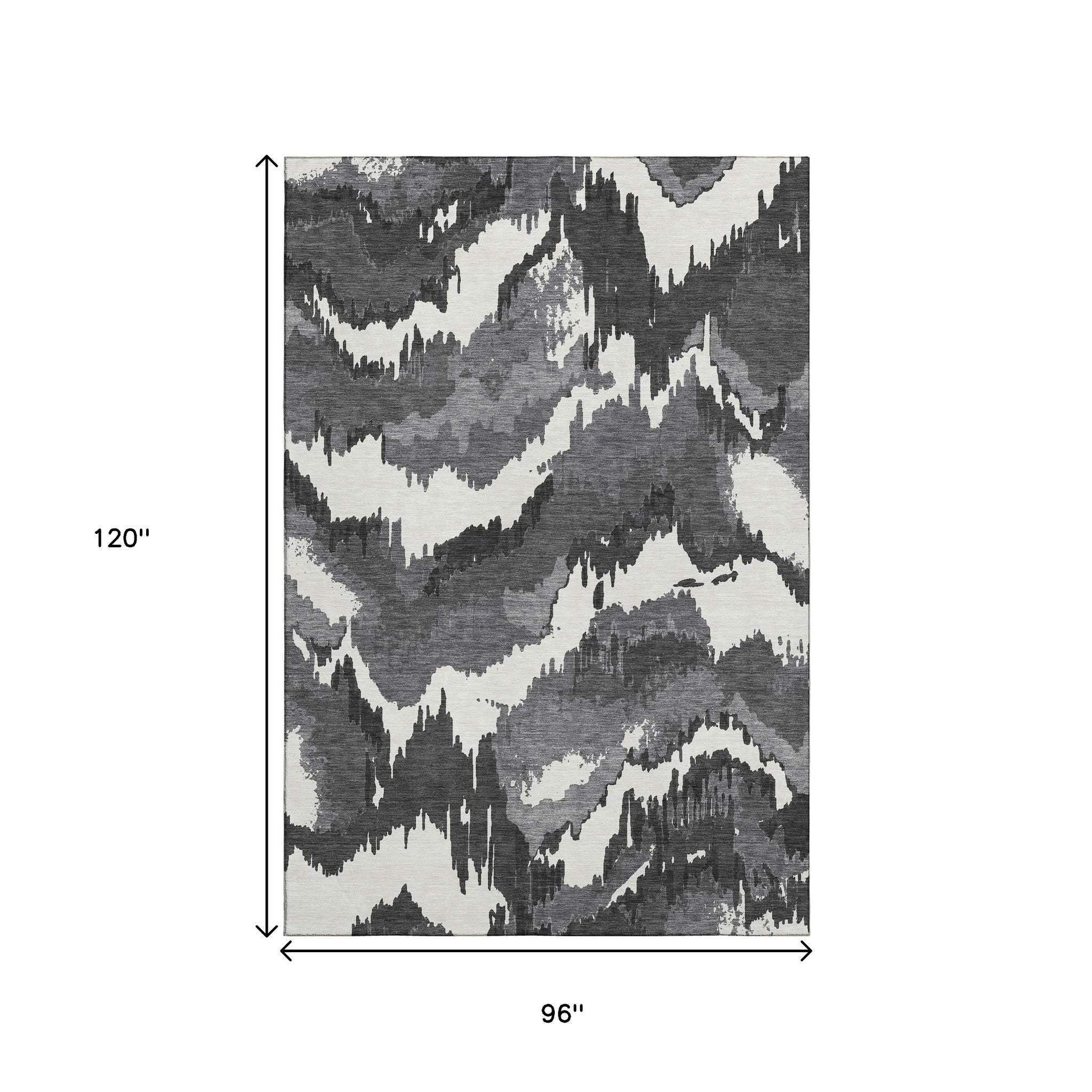 8' X 10' Black And Ivory Abstract Washable Area Rug With UV Protection - HomeRoots - Flyclothing LLC