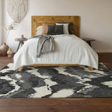 8' X 10' Black And Ivory Abstract Washable Area Rug With UV Protection - HomeRoots - Flyclothing LLC