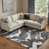 8' X 10' Black And Ivory Abstract Washable Area Rug With UV Protection - HomeRoots - Flyclothing LLC