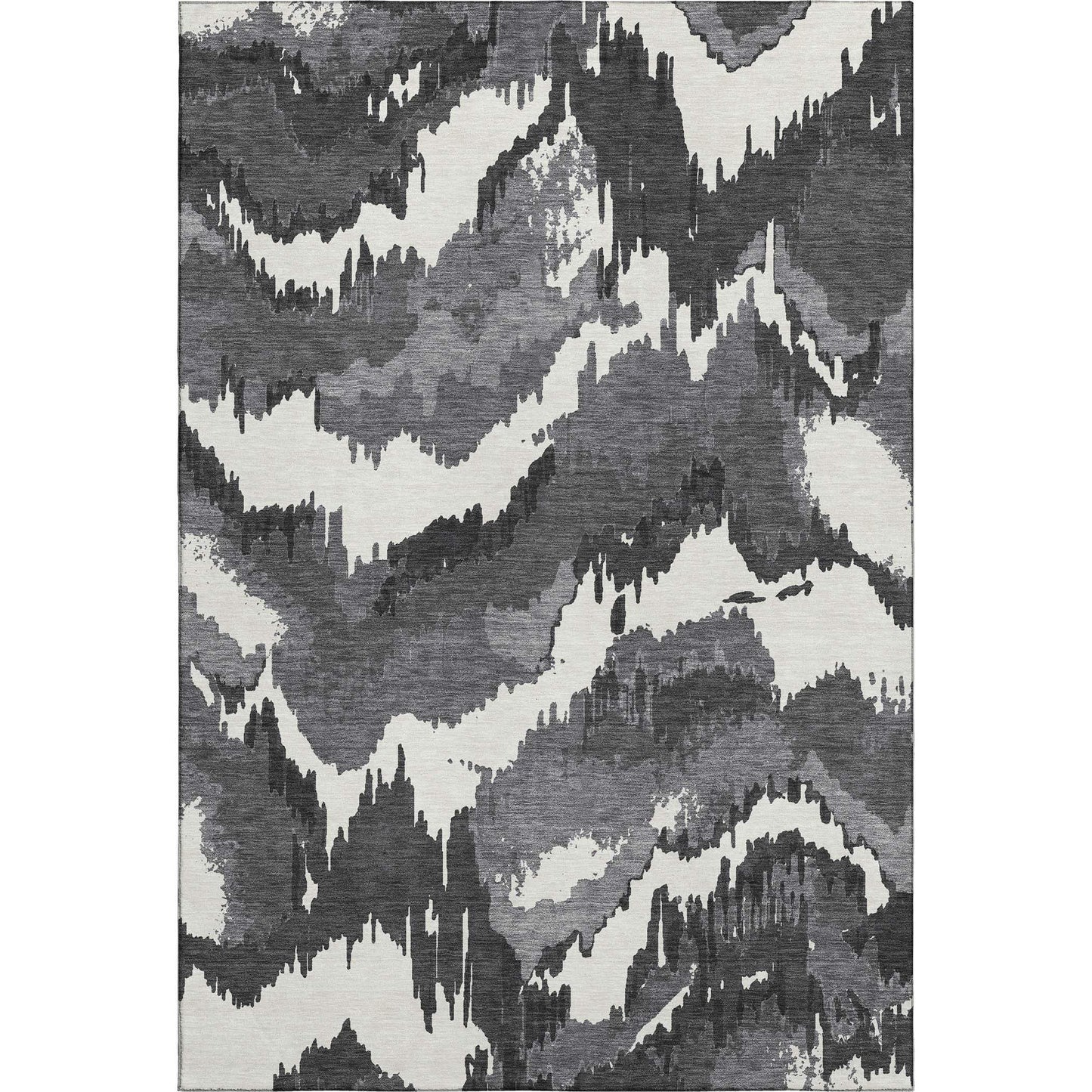 9' X 12' Black And Ivory Abstract Washable Area Rug With UV Protection - HomeRoots - Flyclothing LLC