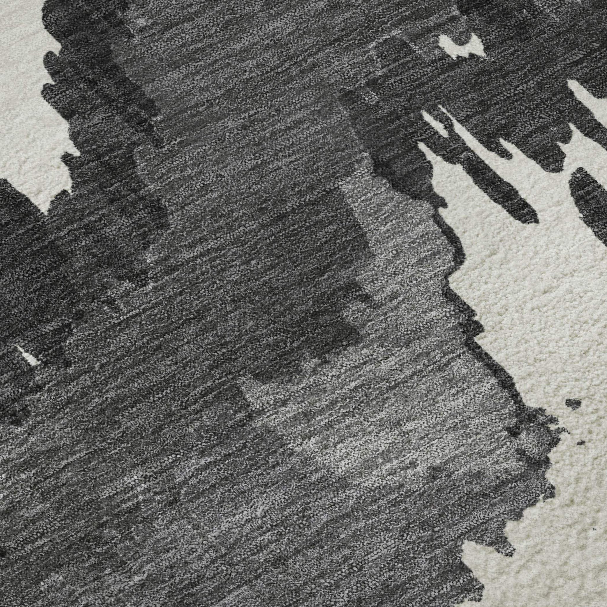 10' X 14' Black And Ivory Abstract Washable Area Rug With UV Protection - HomeRoots - Flyclothing LLC